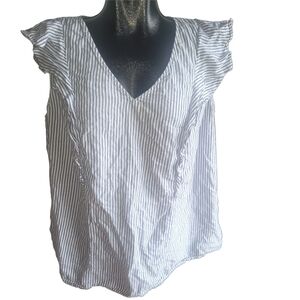 Old Navy Striped V-Neck Short Ruffle Sleeve Top 2X